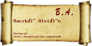Baczkó Alvián névjegykártya